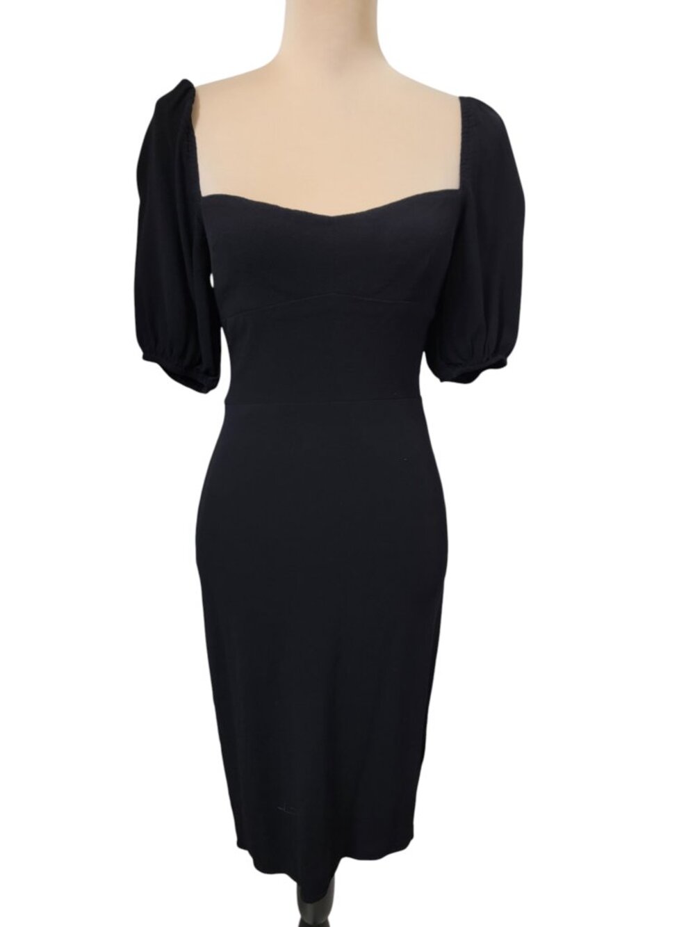 Reformation Size 2 Black "Jan" Sheath Dress, Puff Sleeve